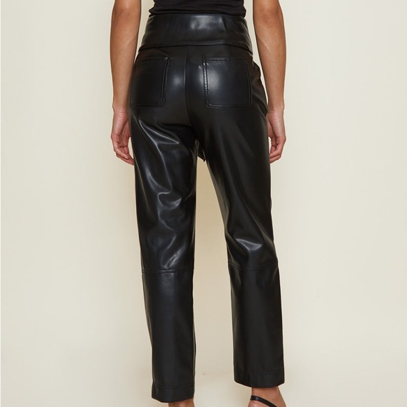 JONATHAN SIMKHAI TESSA VEGAN Leather Tie High Waisted Pant in Black - Picture 8 of 16